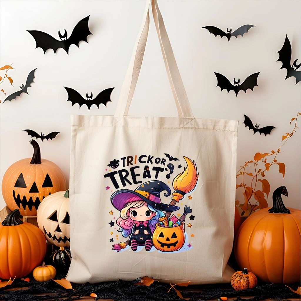 Adorable Little Witch Halloween Tote Bag